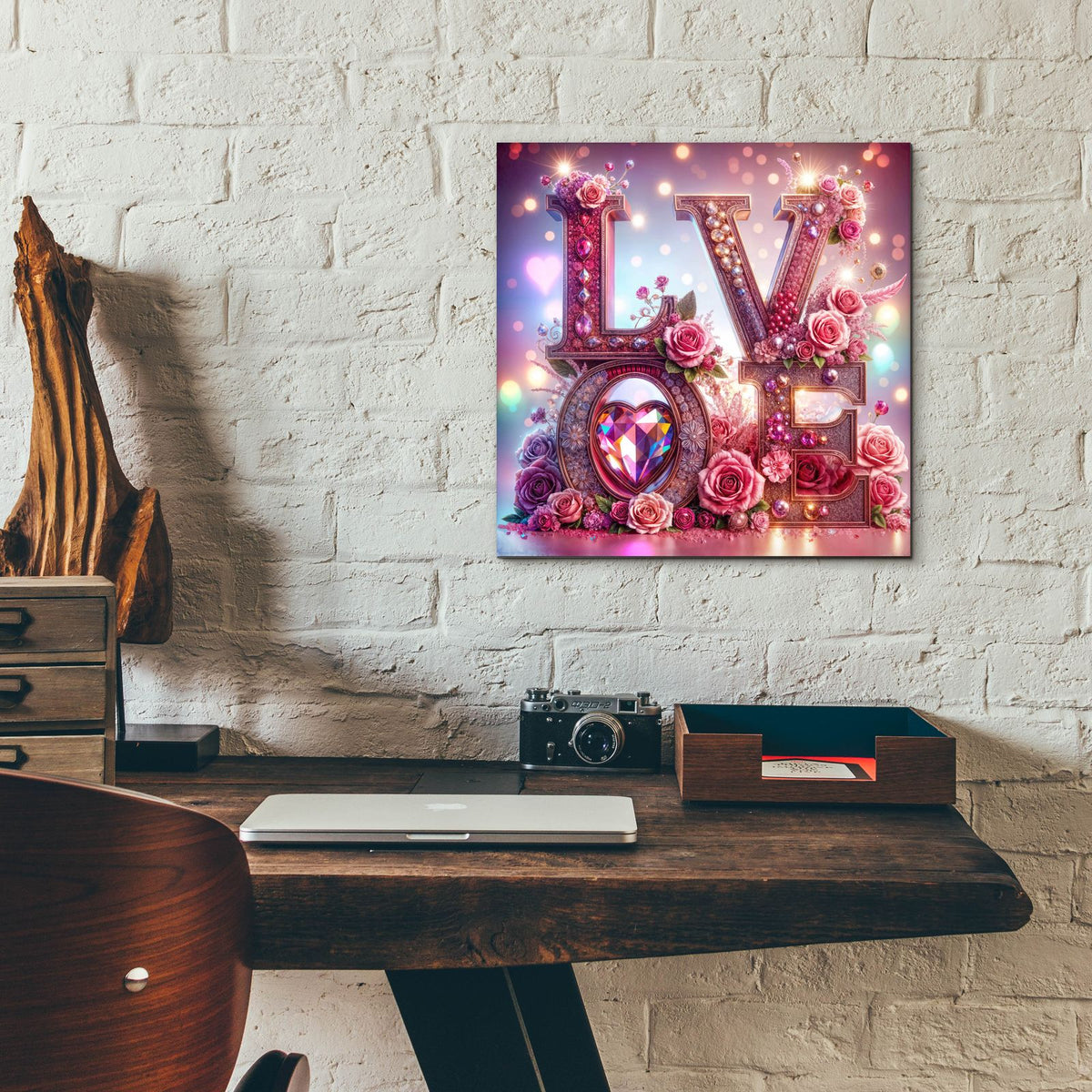 Love In Pink by Rey Klimt - 12x12 acrylic wall art in a room