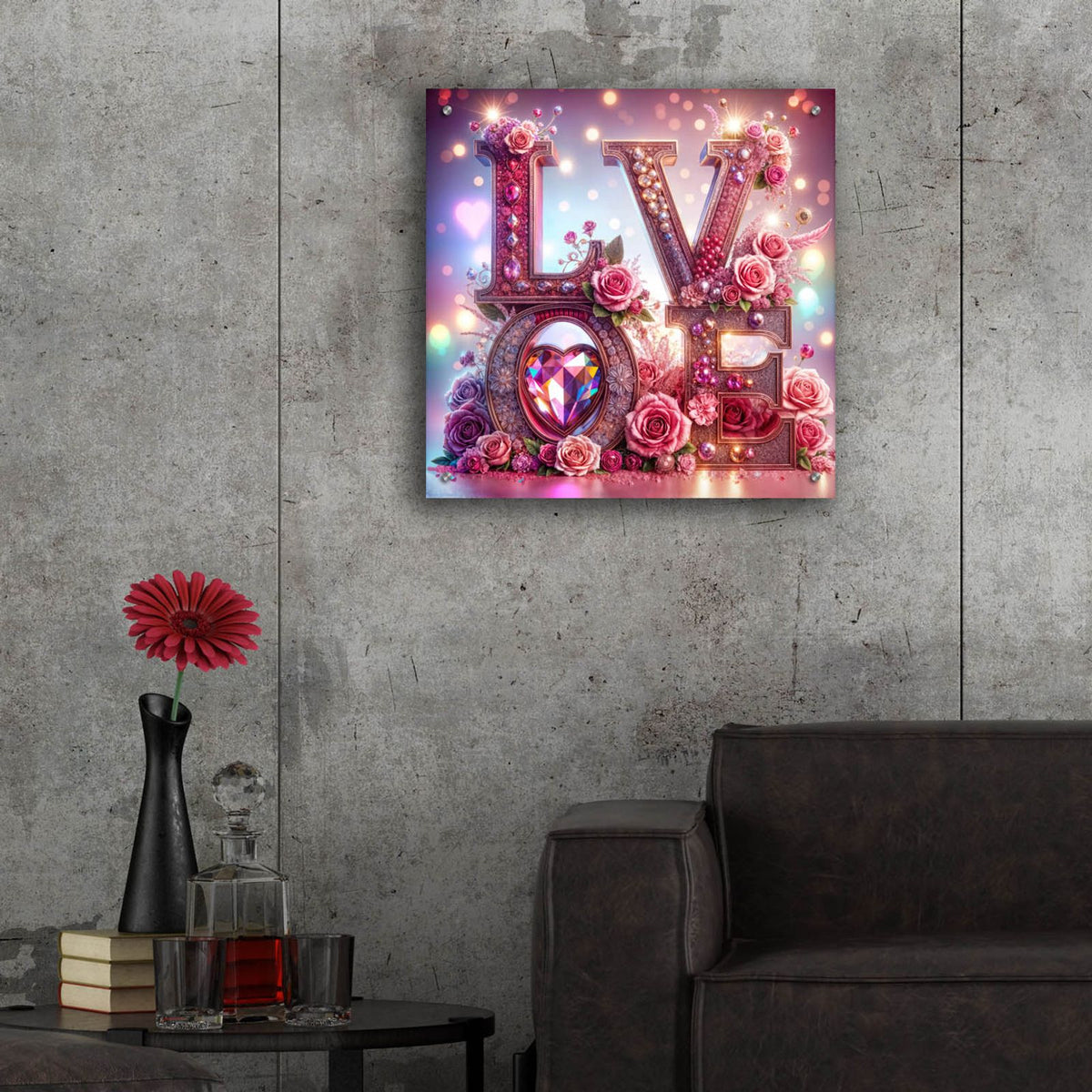 Love In Pink by Rey Klimt - 24x24 acrylic wall art in a room
