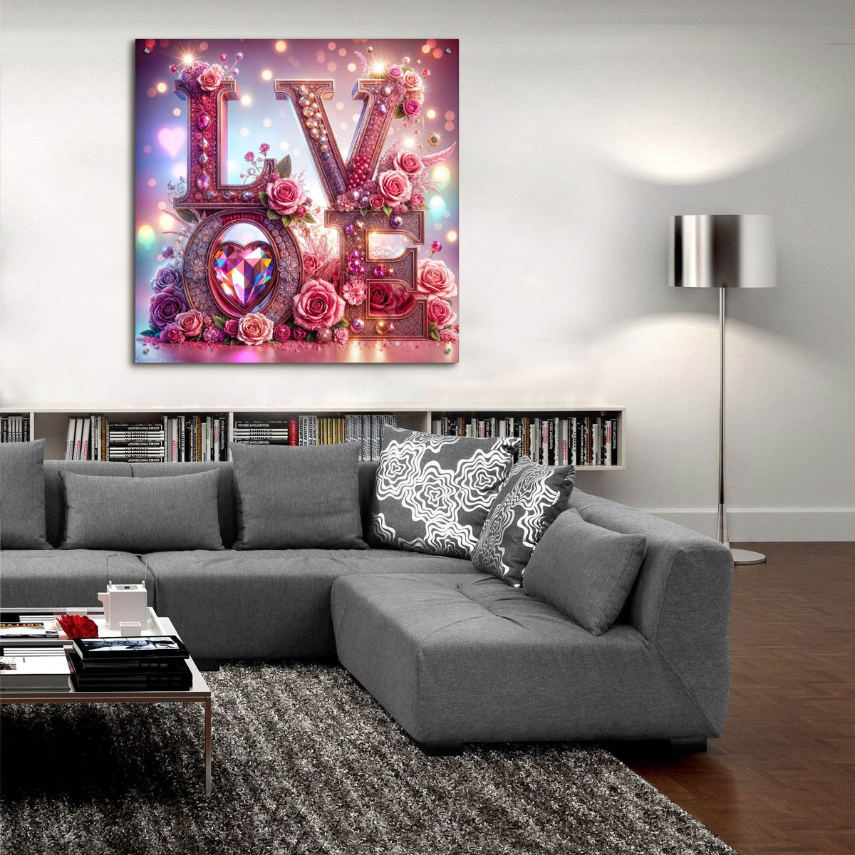 Love In Pink by Rey Klimt - 36x36 acrylic wall art in a room