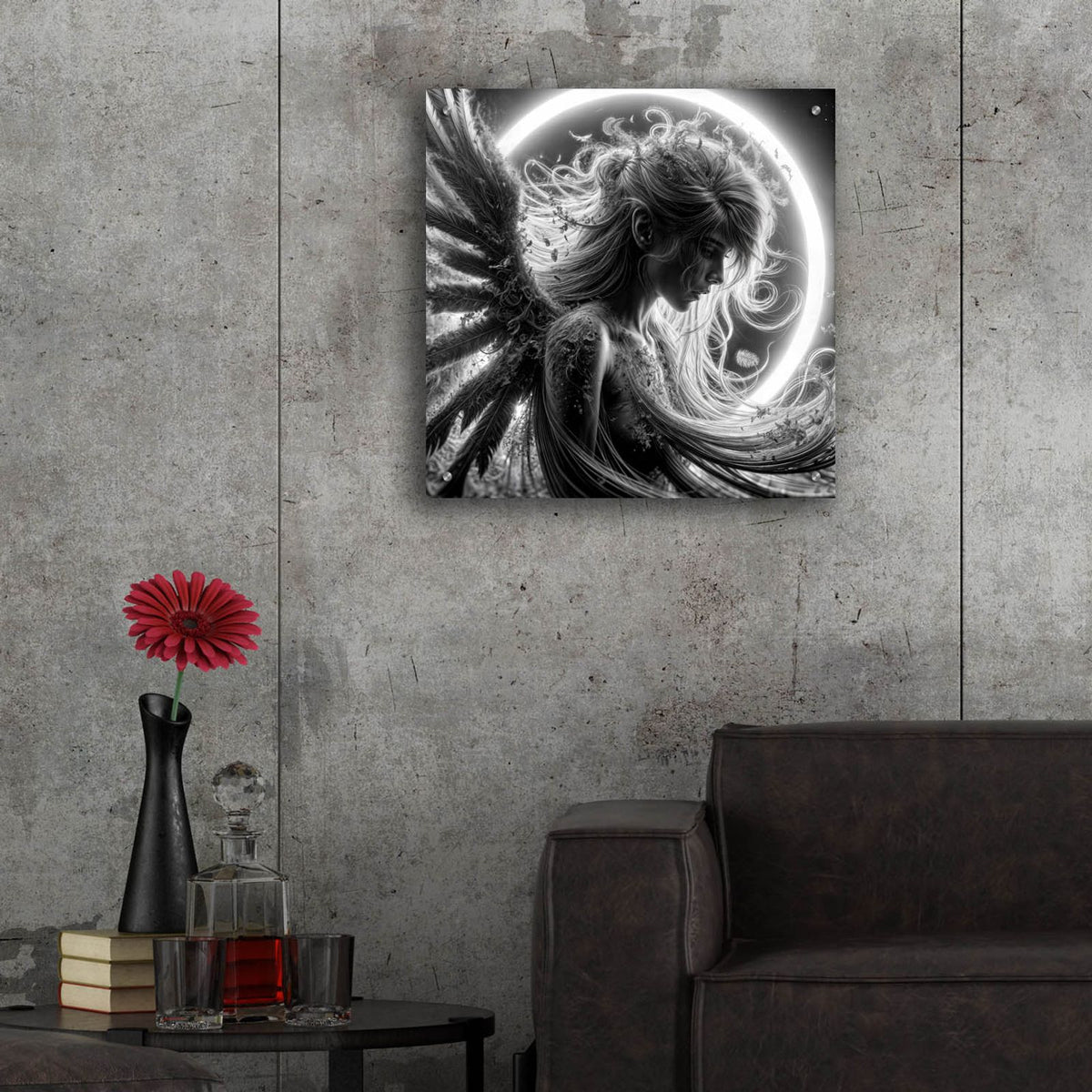 Moon Angel 3 by Rey Klimt - 24x24 acrylic wall art in a room