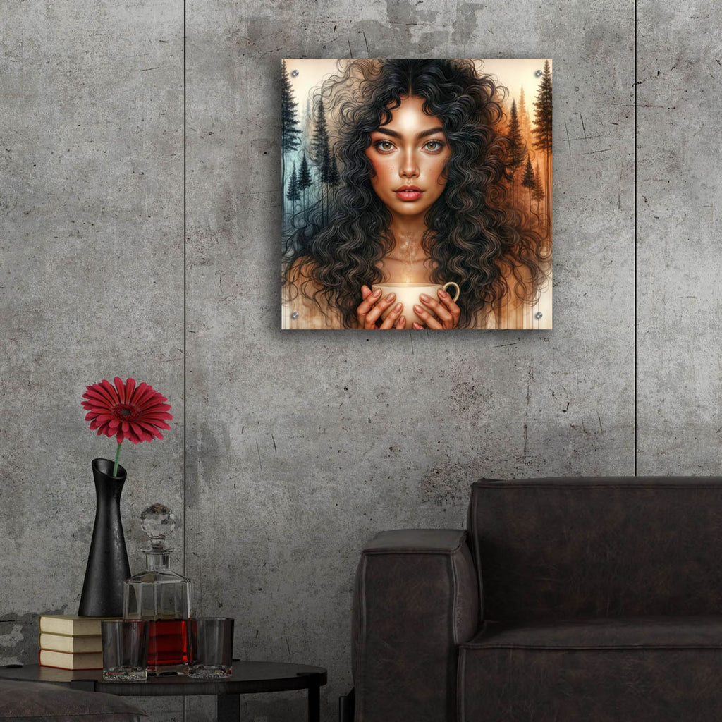 Morning Coffee Forest Theme by Rey Klimt - 24x24 acrylic wall art in a room