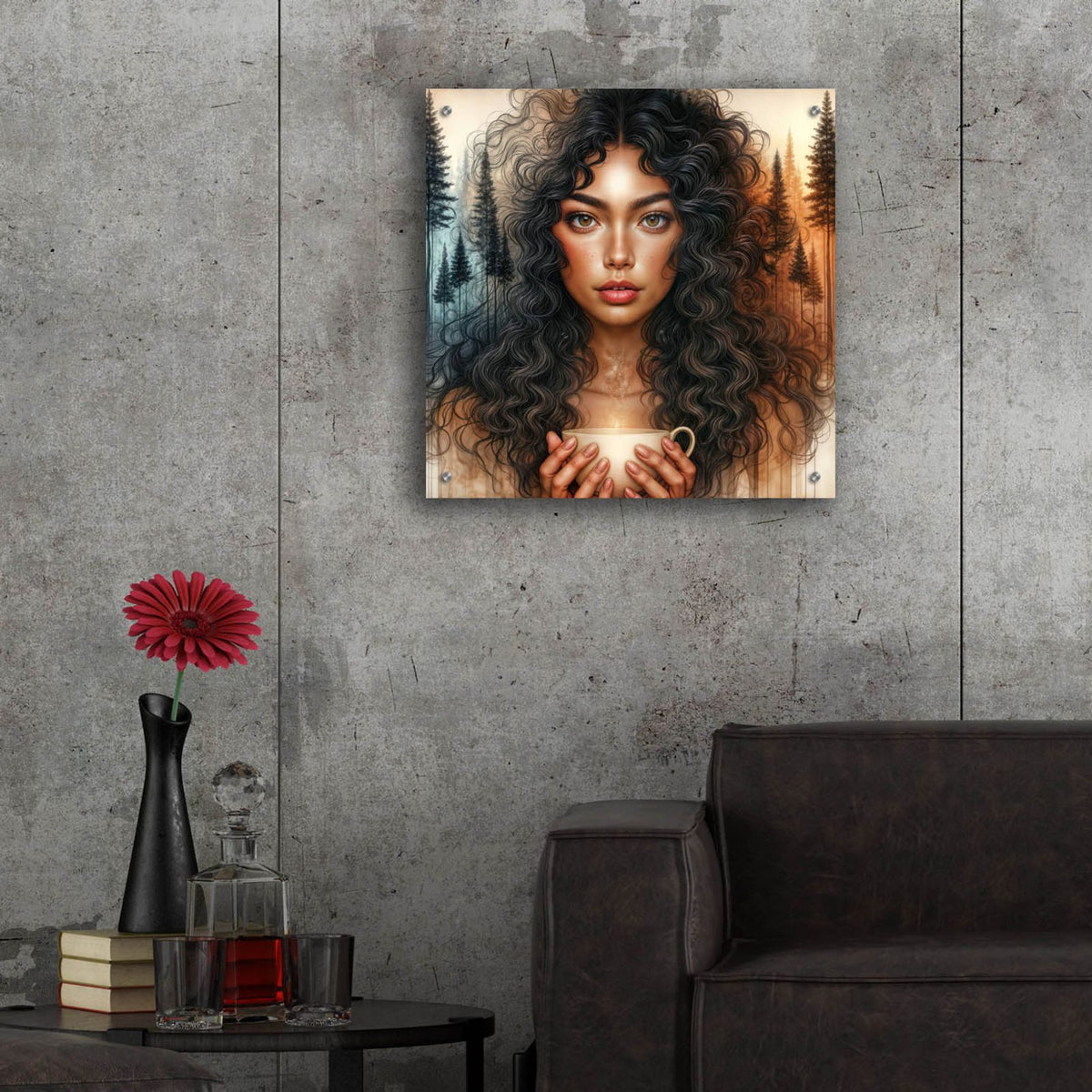 Morning Coffee Forest Theme by Rey Klimt - 24x24 acrylic wall art in a room