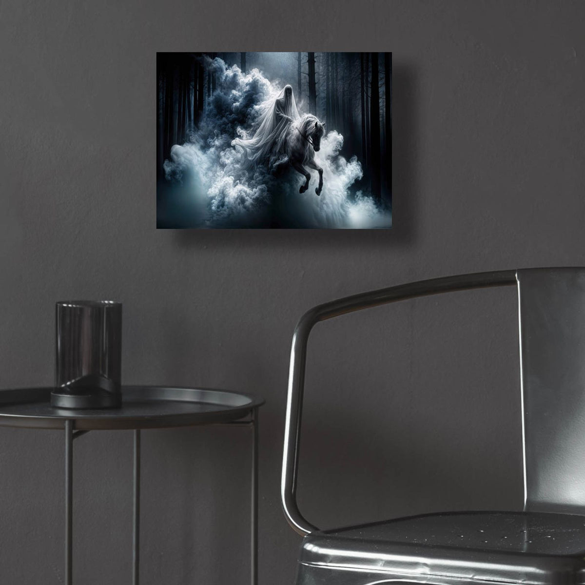 Mystical Rider White Horse by Rey Klimt - 16x12 acrylic wall art in a room