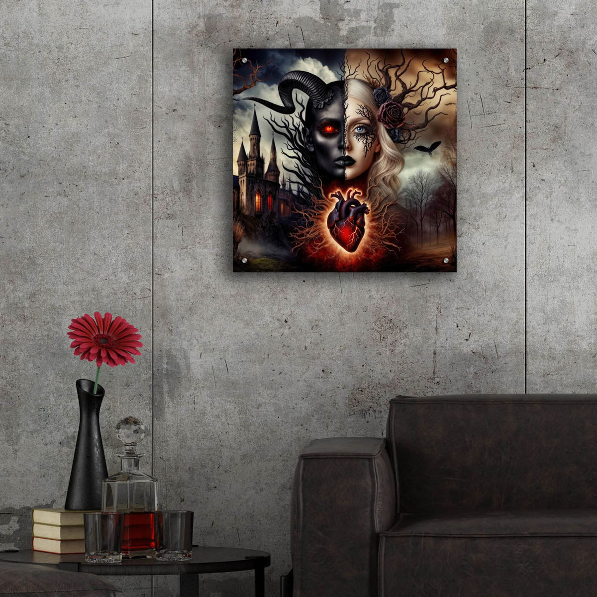One Heart - Two Souls by Rey Klimt - 24x24 acrylic wall art in a room