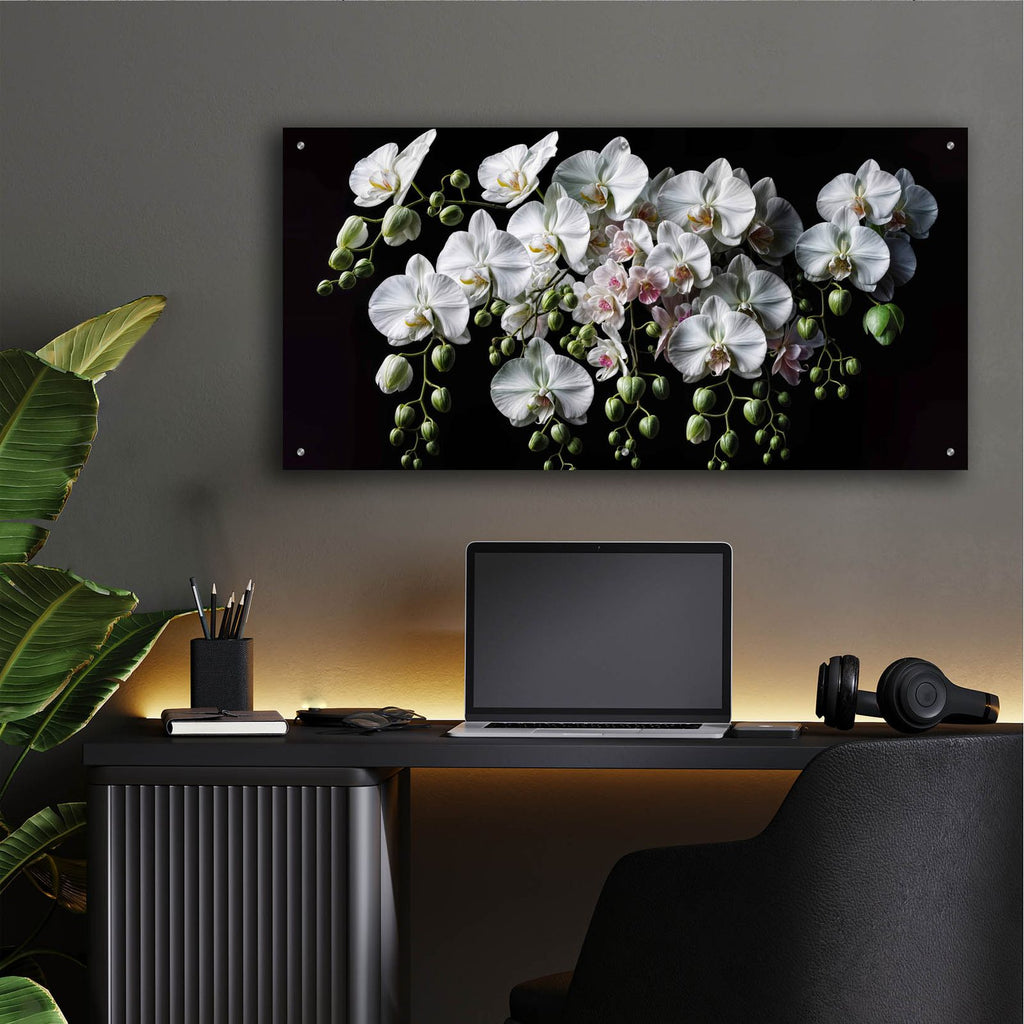 Orchid Flowers 3 by Rey Klimt - 48x24 acrylic wall art in a room