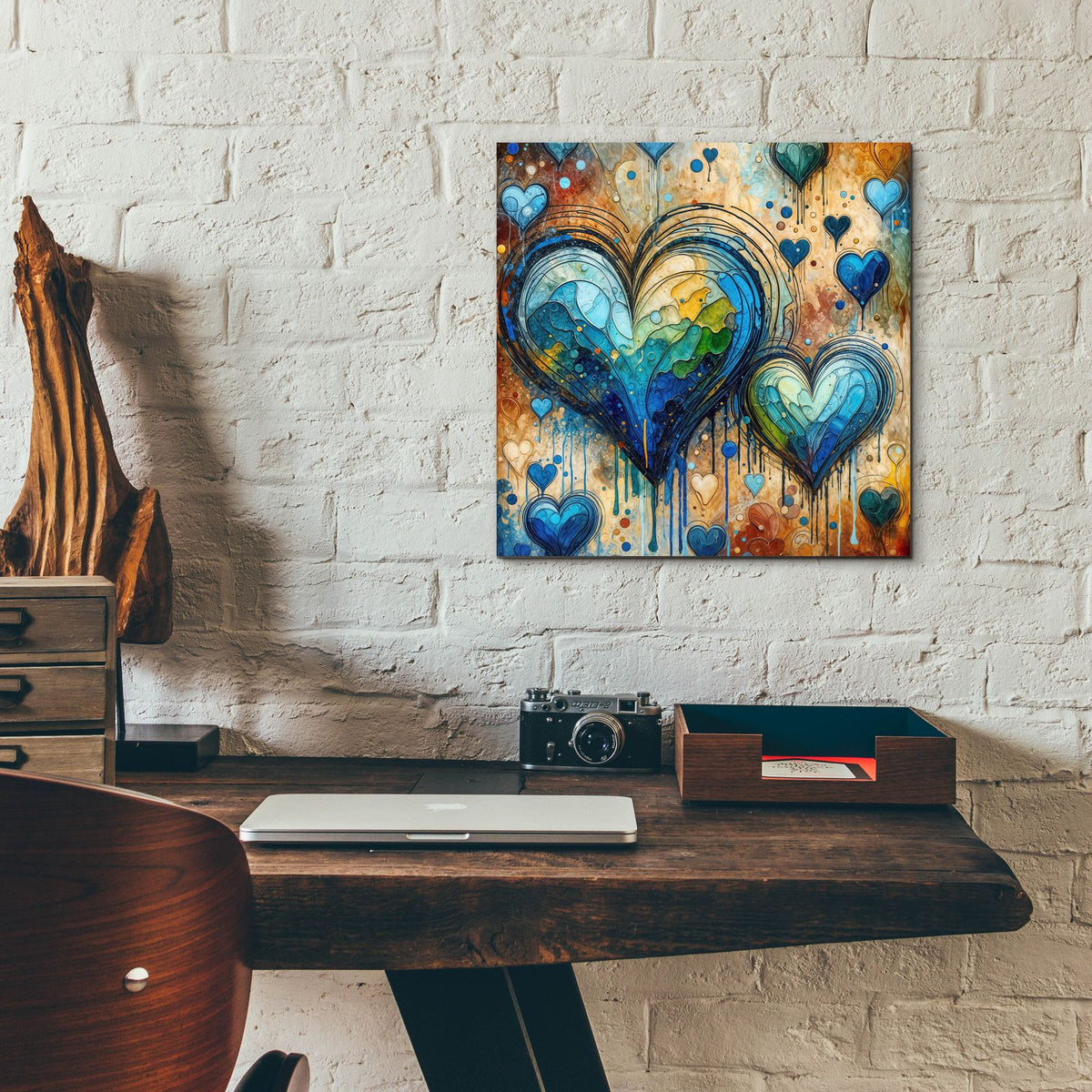 Painted Hearts by Rey Klimt - 12x12 acrylic wall art in a room