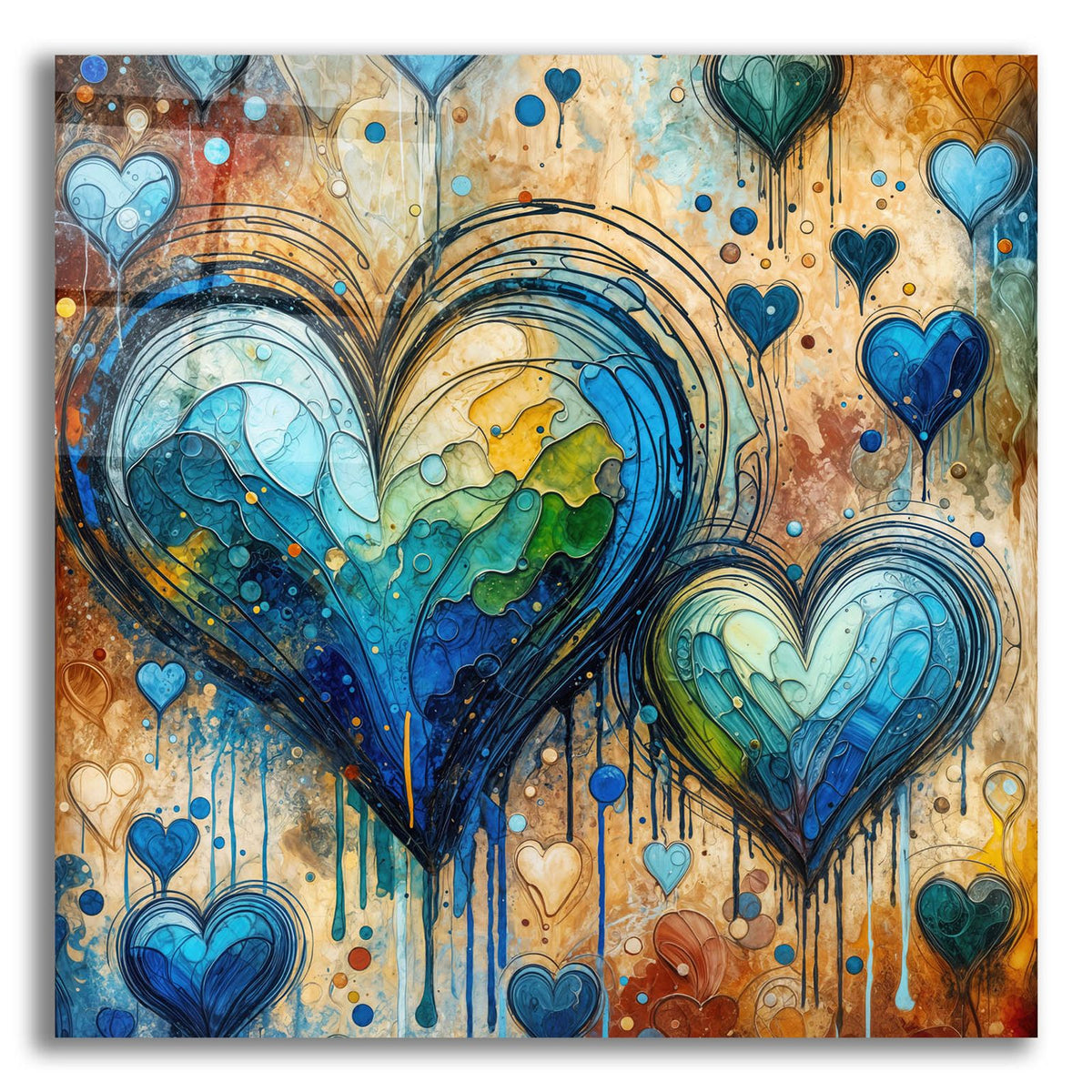 Painted Hearts by Rey Klimt acrylic glass wall art