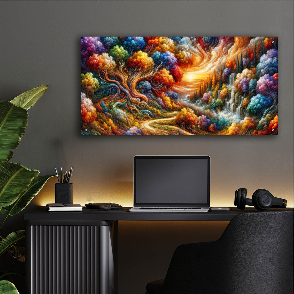 Painted Landscape Anstract by Rey Klimt - 48x24 acrylic wall art in a room