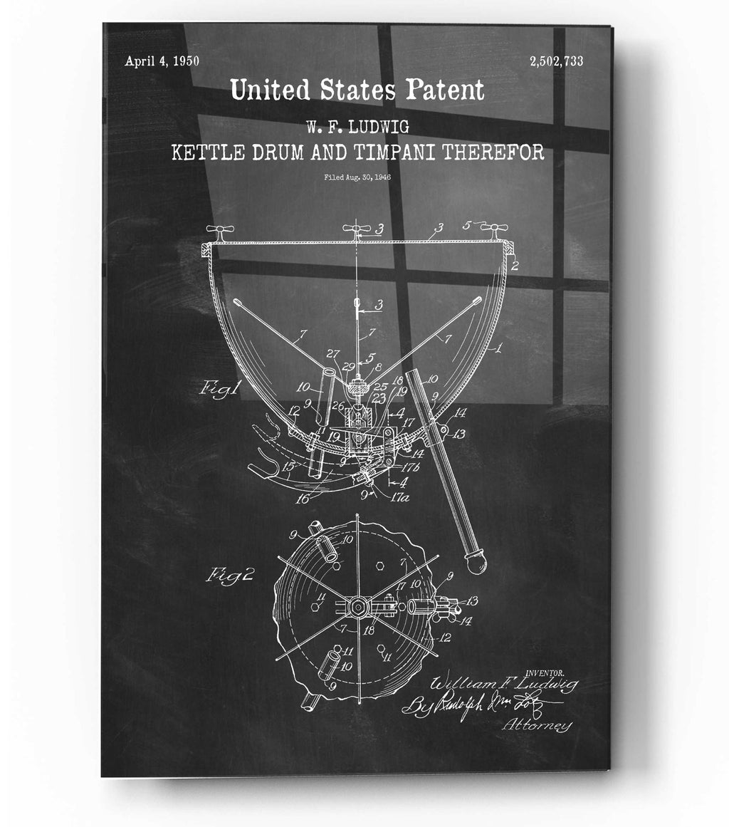 Epic Art 'Timpani Blueprint Patent Chalkboard,' Acrylic Glass Wall Art