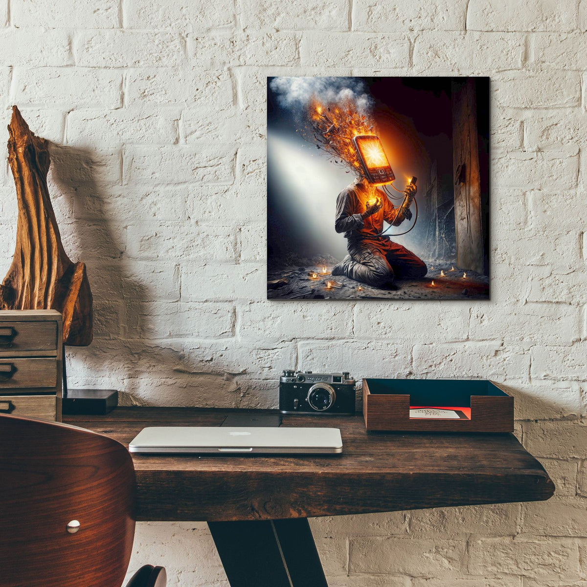 Phone Call by Rey Klimt - 12x12 acrylic wall art in a room