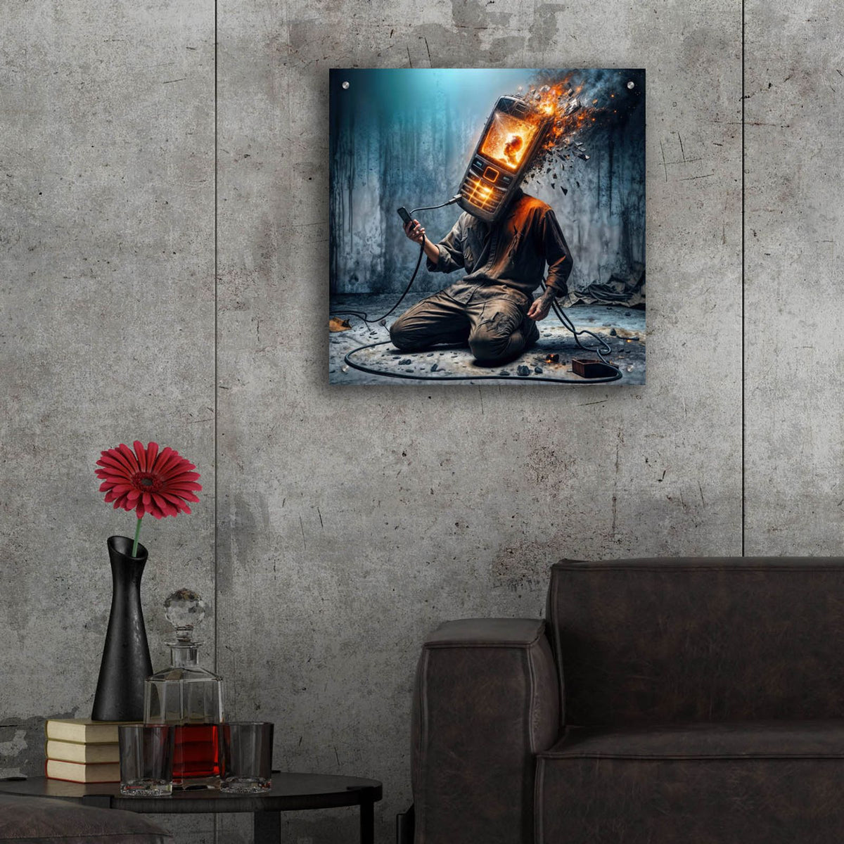 Plugged In by Rey Klimt - 24x24 acrylic wall art in a room