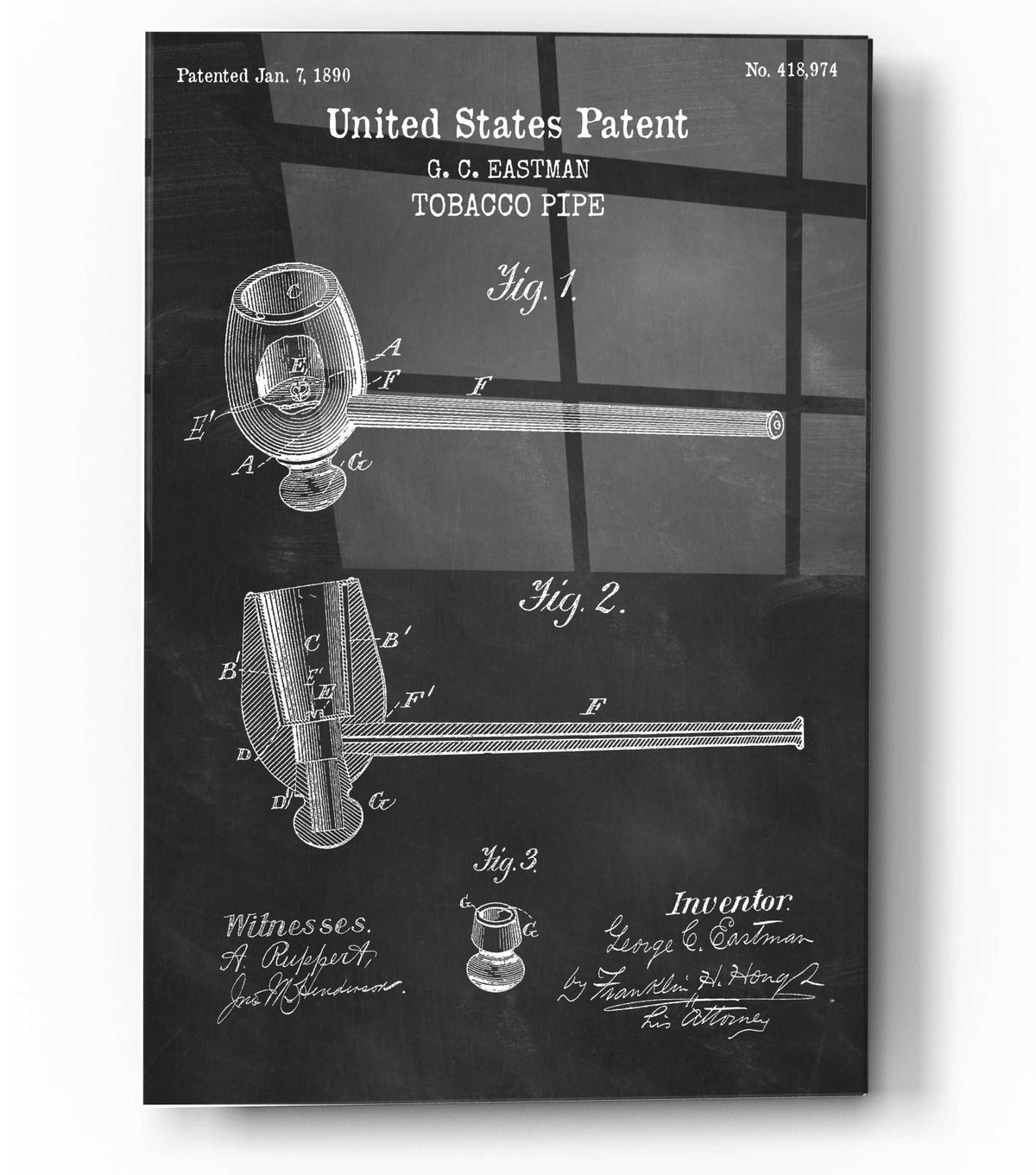 Epic Art 'Tobacco Pipe Blueprint Patent Chalkboard,' Acrylic Glass Wall Art