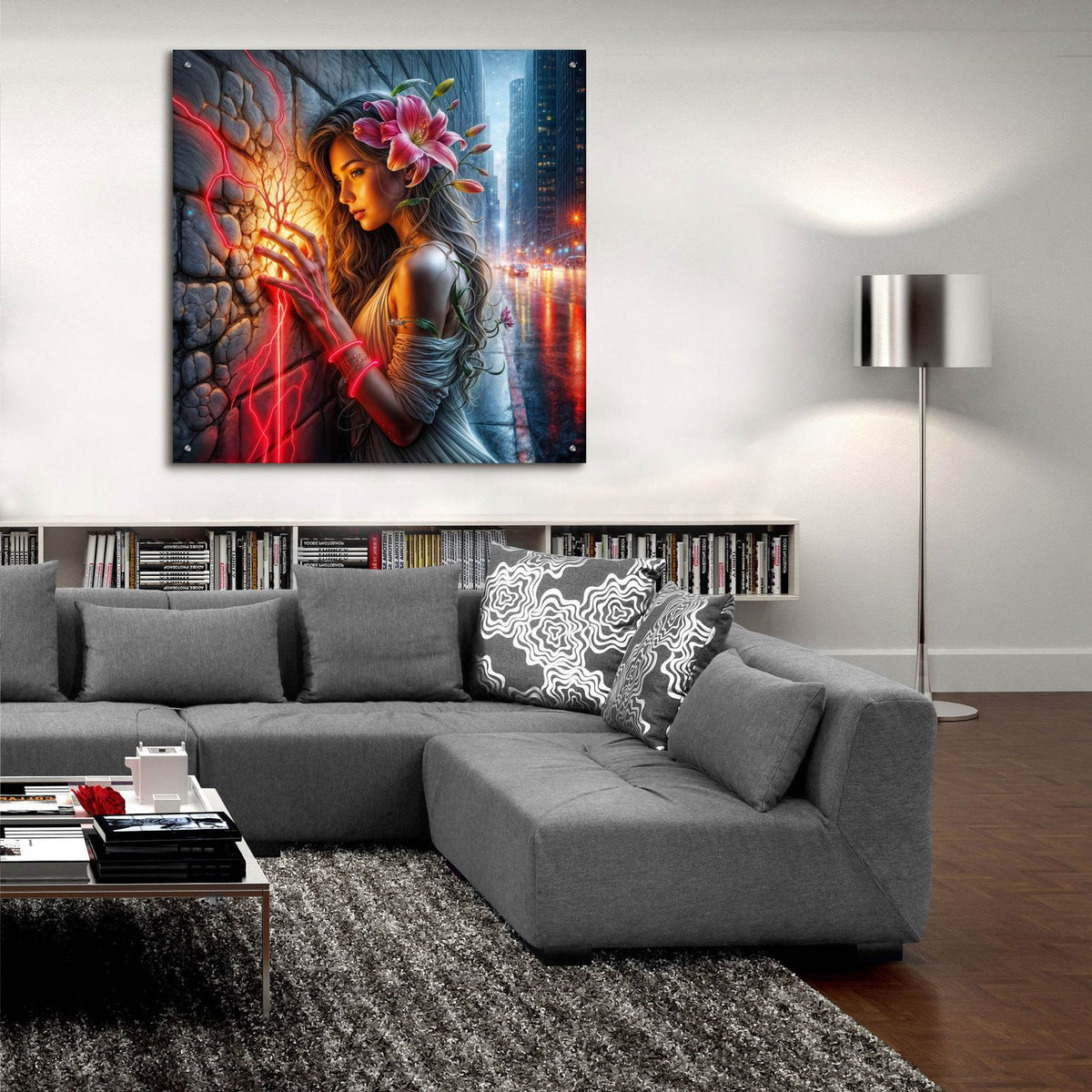Pulse Of The City by Rey Klimt - 36x36 acrylic wall art in a room