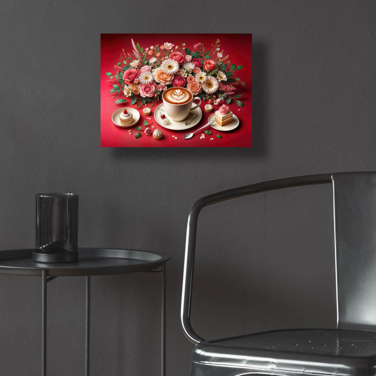 Red Coffee Still Life by Rey Klimt - 16x12 acrylic wall art in a room