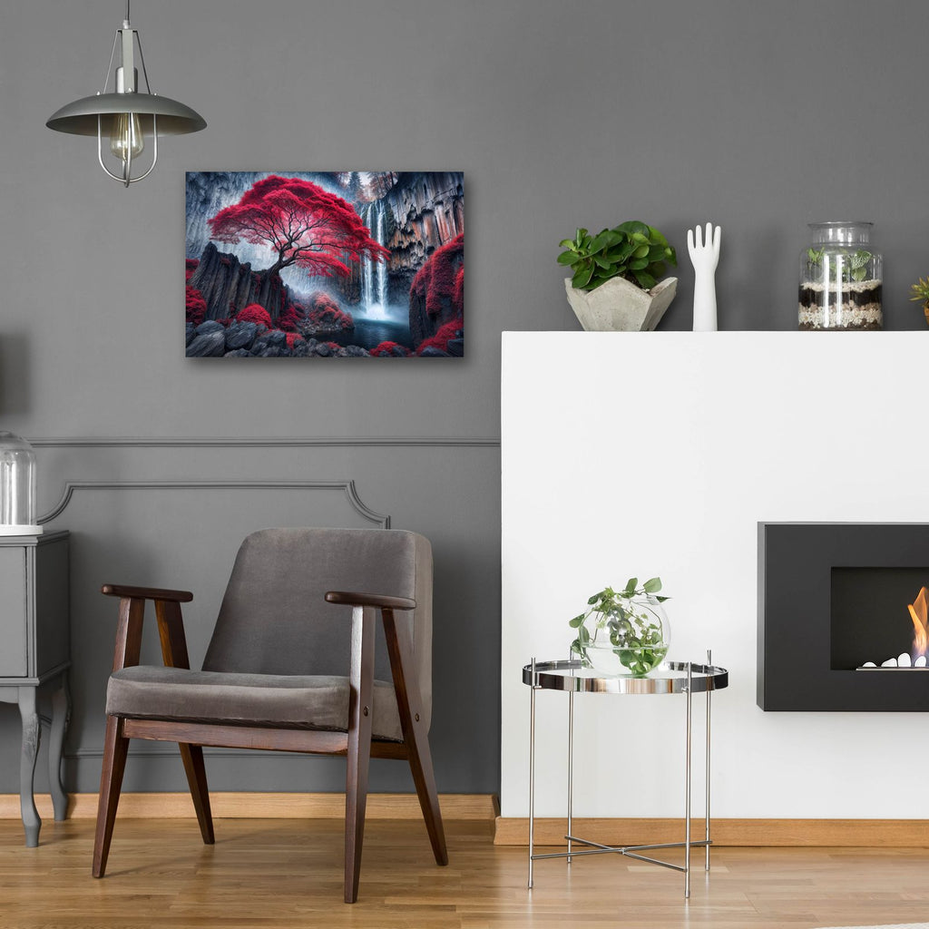 Red Tree Landscape 3 by Rey Klimt - 24x16 acrylic wall art in a room