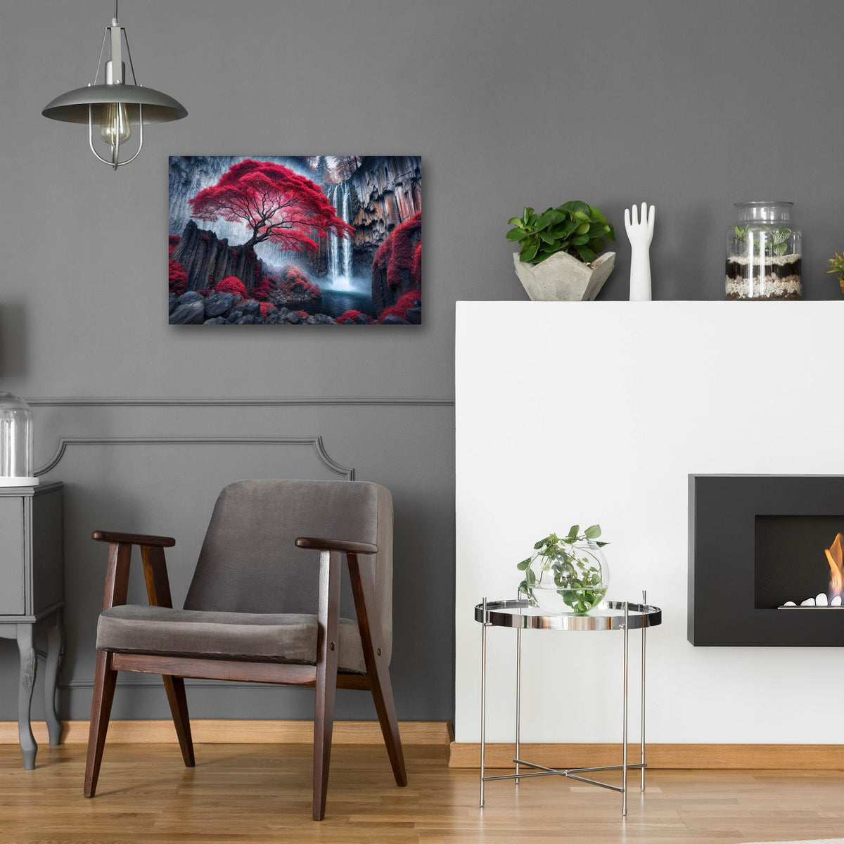 Red Tree Landscape 3 by Rey Klimt - 24x16 acrylic wall art in a room