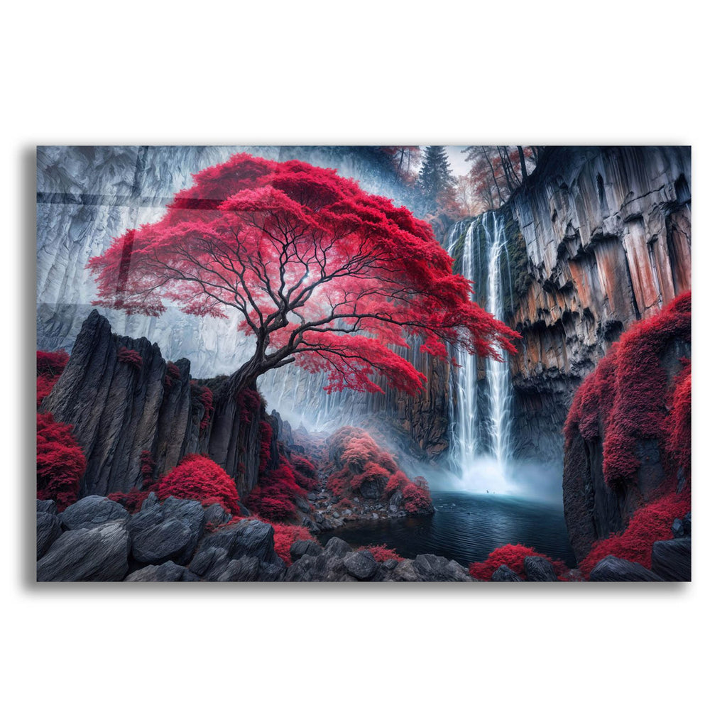 Red Tree Landscape 3 by Rey Klimt acrylic glass wall art