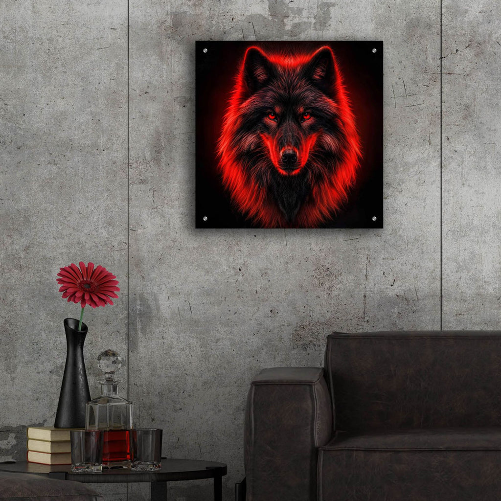 Red Wolf Portrait by Rey Klimt - 24x24 acrylic wall art in a room