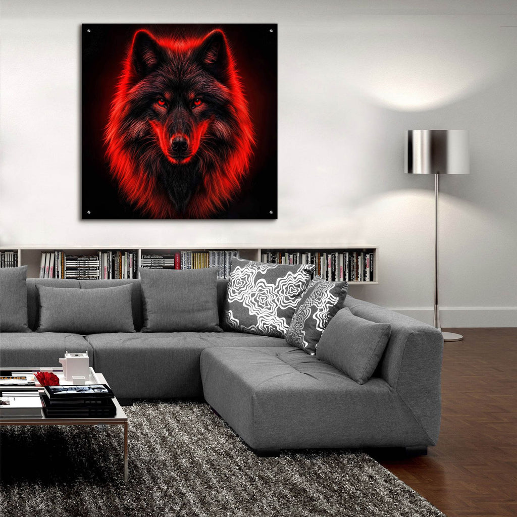 Red Wolf Portrait by Rey Klimt - 36x36 acrylic wall art in a room