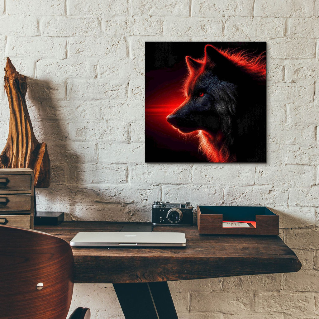 Red Wolf Profile by Rey Klimt - 12x12 acrylic wall art in a room