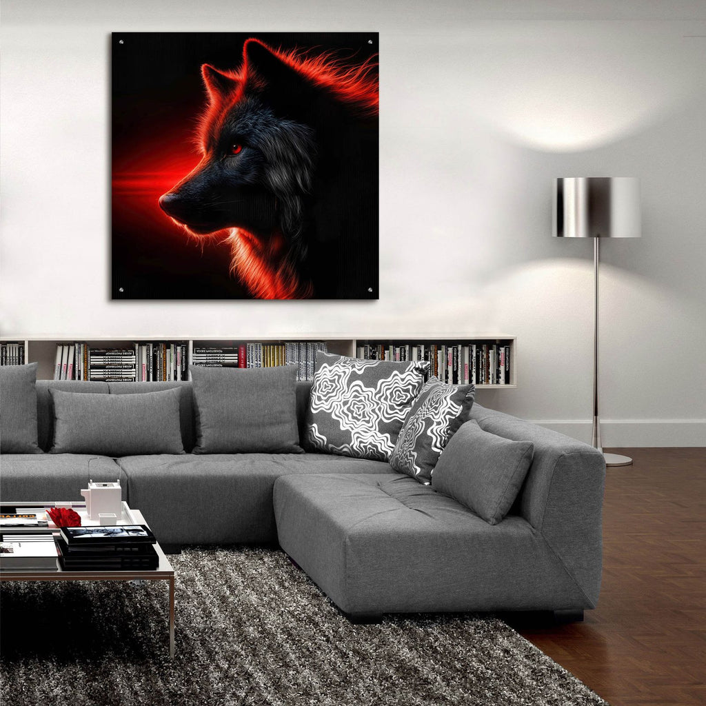Red Wolf Profile by Rey Klimt - 36x36 acrylic wall art in a room