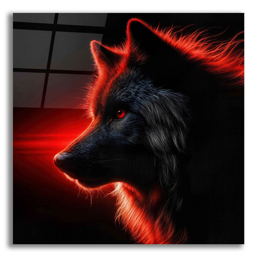 Red Wolf Profile by Rey Klimt acrylic glass wall art