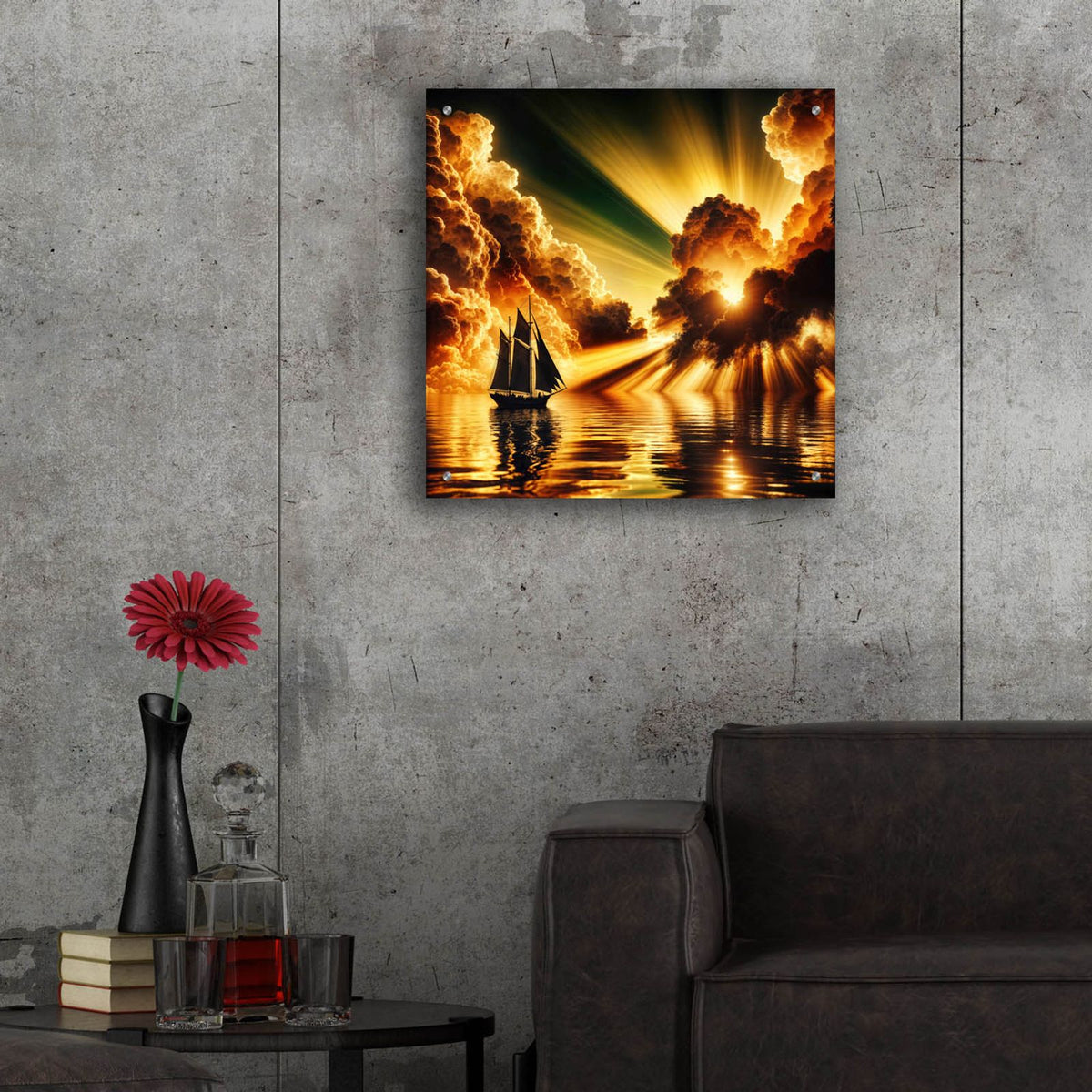 Sailing Into Sunrise by Rey Klimt - 24x24 acrylic wall art in a room