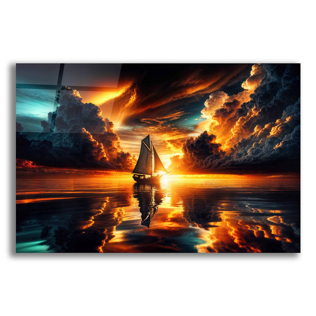 Sailing Ship Under Dramatic Sky by Rey Klimt acrylic glass wall art