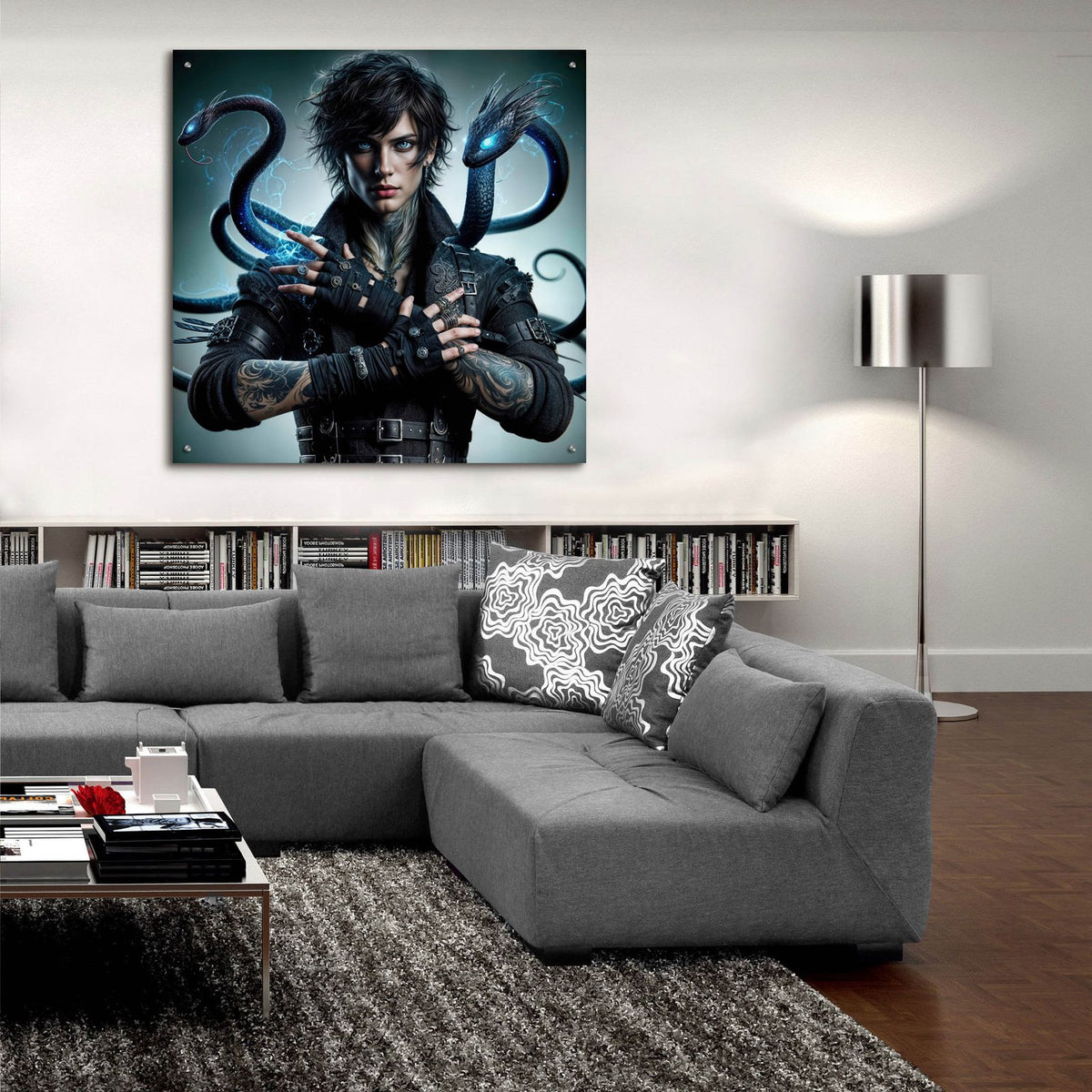 Snake Master by Rey Klimt - 36x36 acrylic wall art in a room