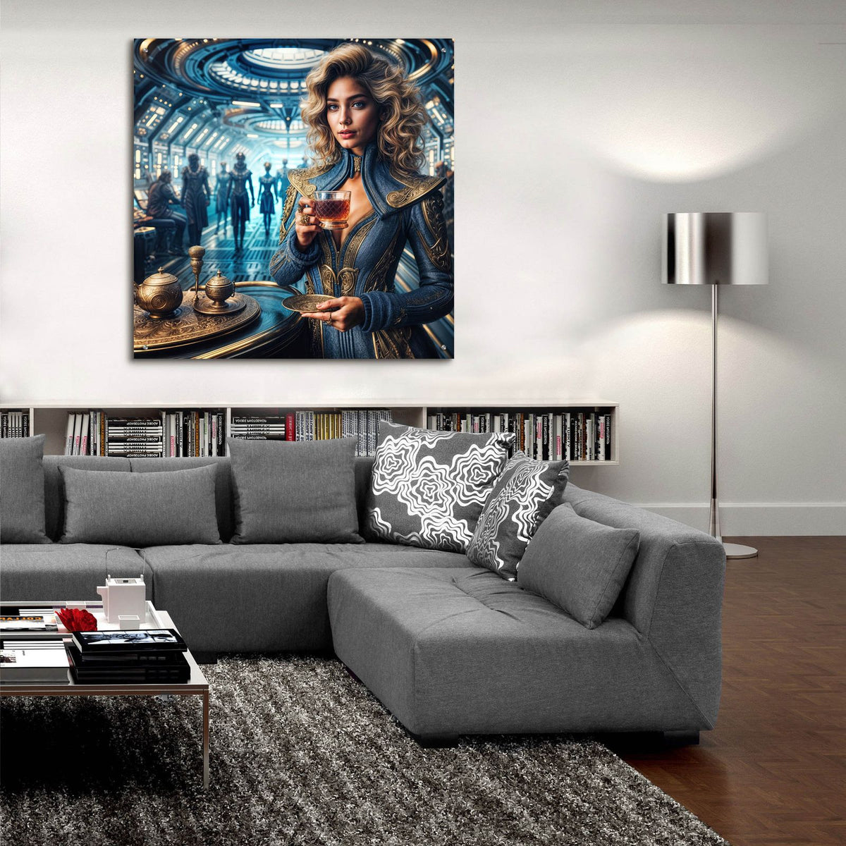 Space Cafe by Rey Klimt - 36x36 acrylic wall art in a room