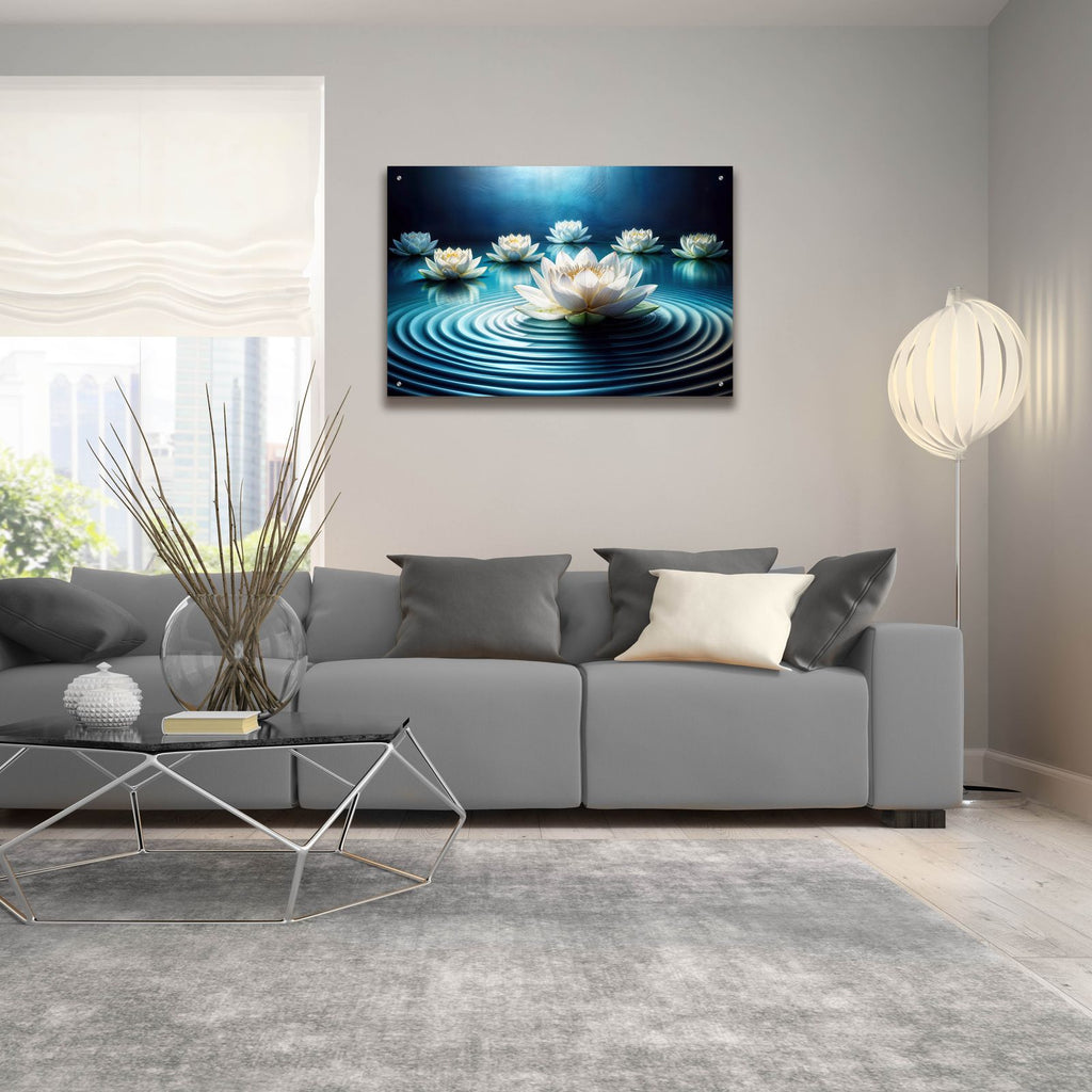 Still Lotus Flowers by Rey Klimt - 36x24 acrylic wall art in a room