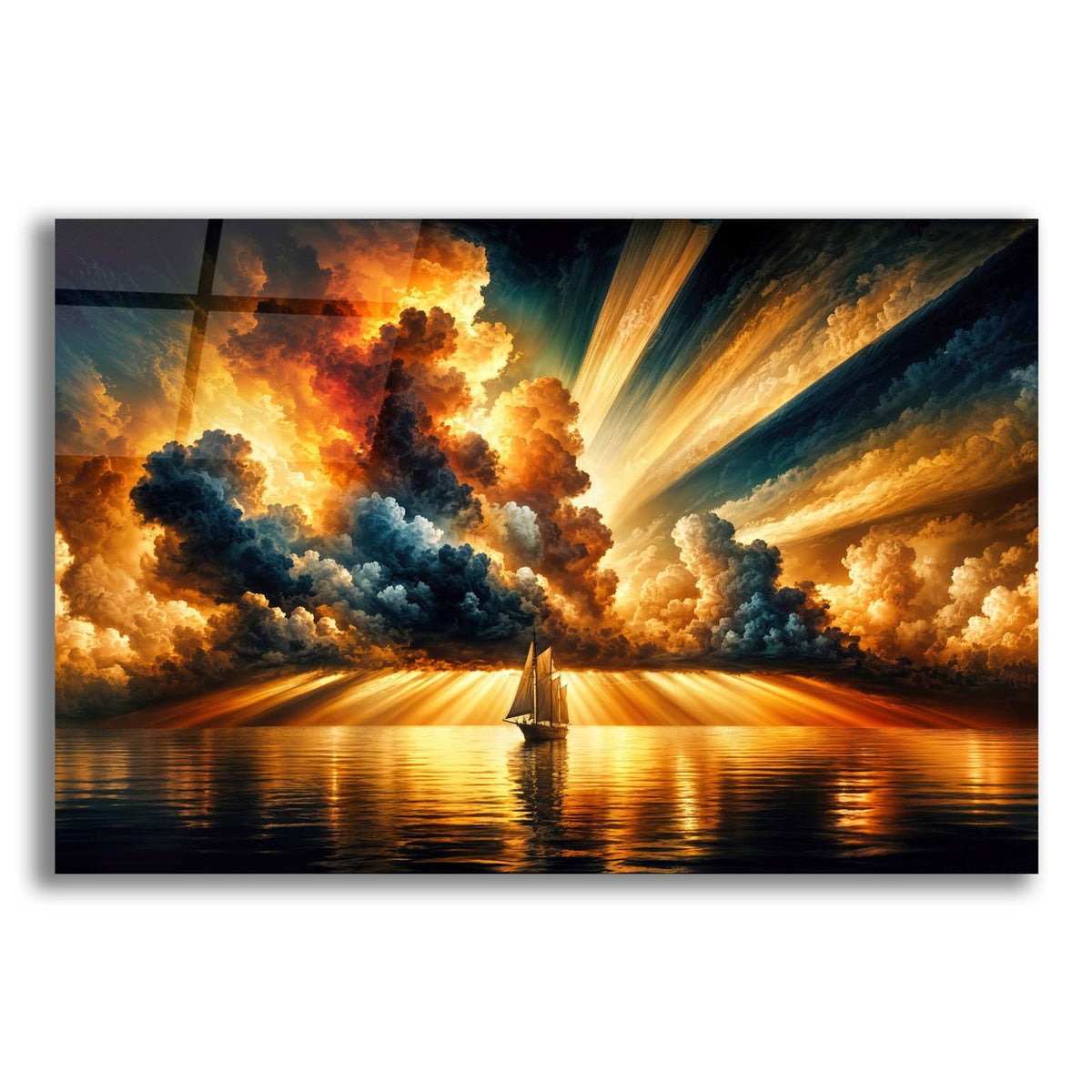 Tall Ship Under Dramatic Sky by Rey Klimt acrylic glass wall art