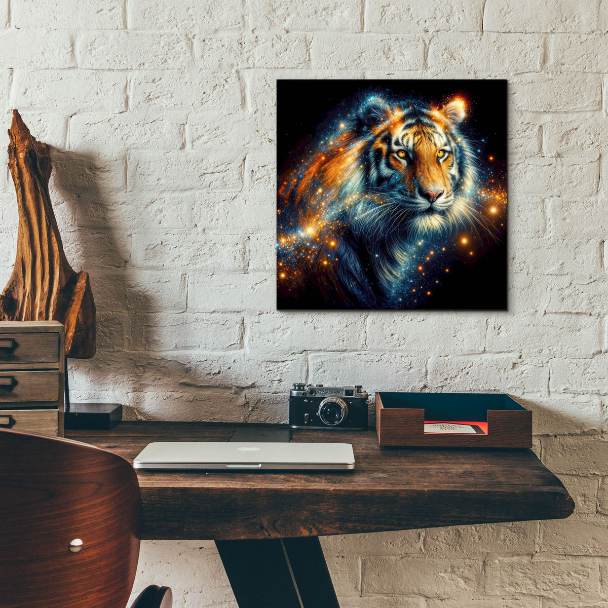Tiger Face by Rey Klimt - 12x12 acrylic wall art in a room