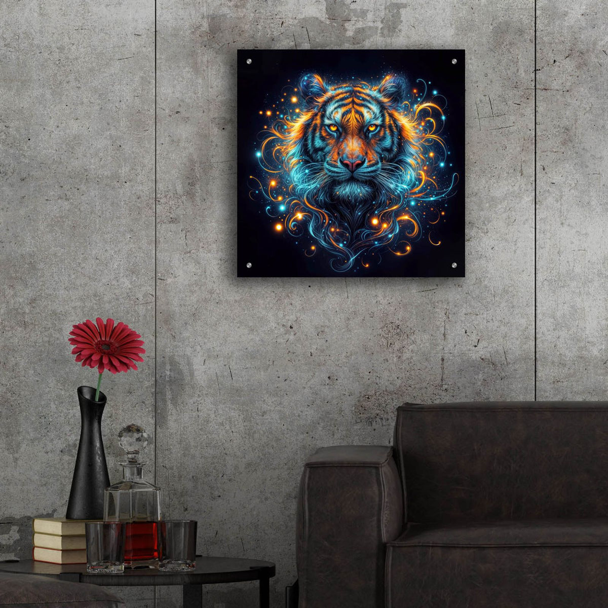 Tiger Portrait by Rey Klimt - 24x24 acrylic wall art in a room