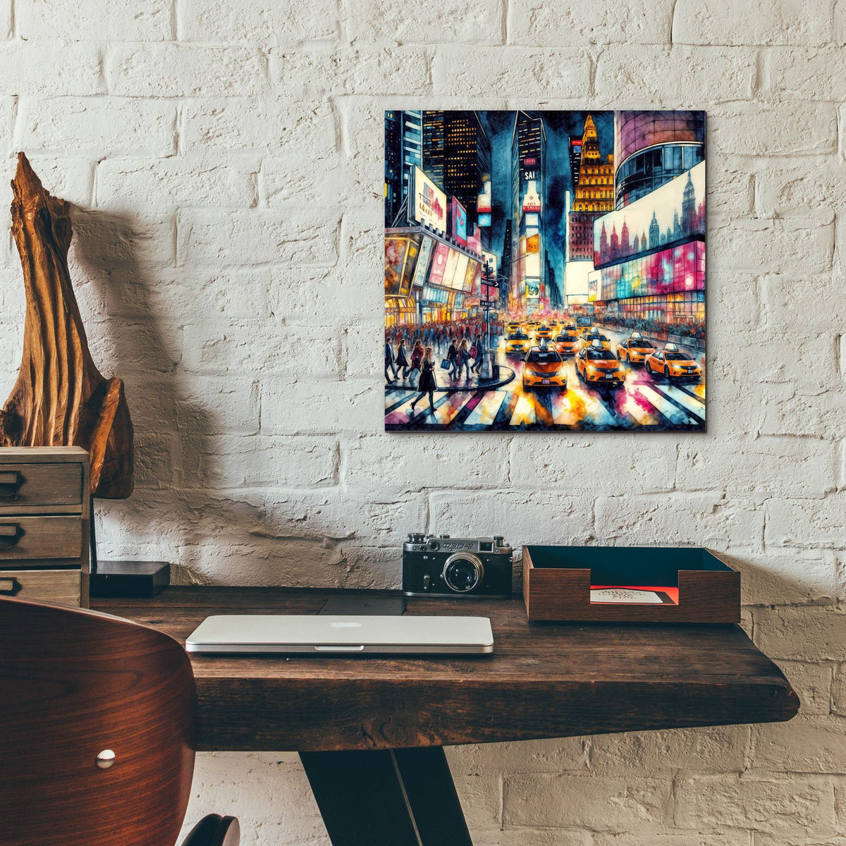 Times Square Watercolor 2 by Rey Klimt - 12x12 acrylic wall art in a room