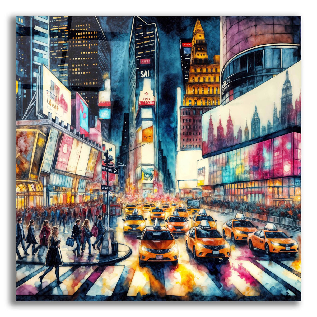 Times Square Watercolor 2 by Rey Klimt acrylic glass wall art