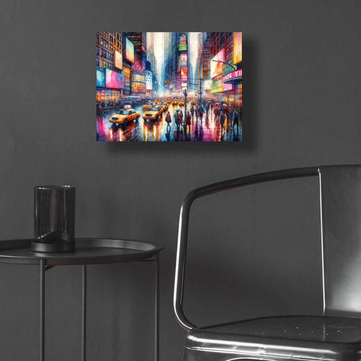 Times Square Watercolor by Rey Klimt - 16x12 acrylic wall art in a room