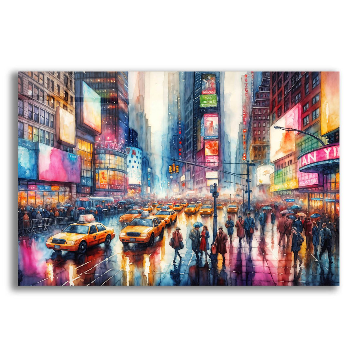 Times Square Watercolor by Rey Klimt acrylic glass wall art