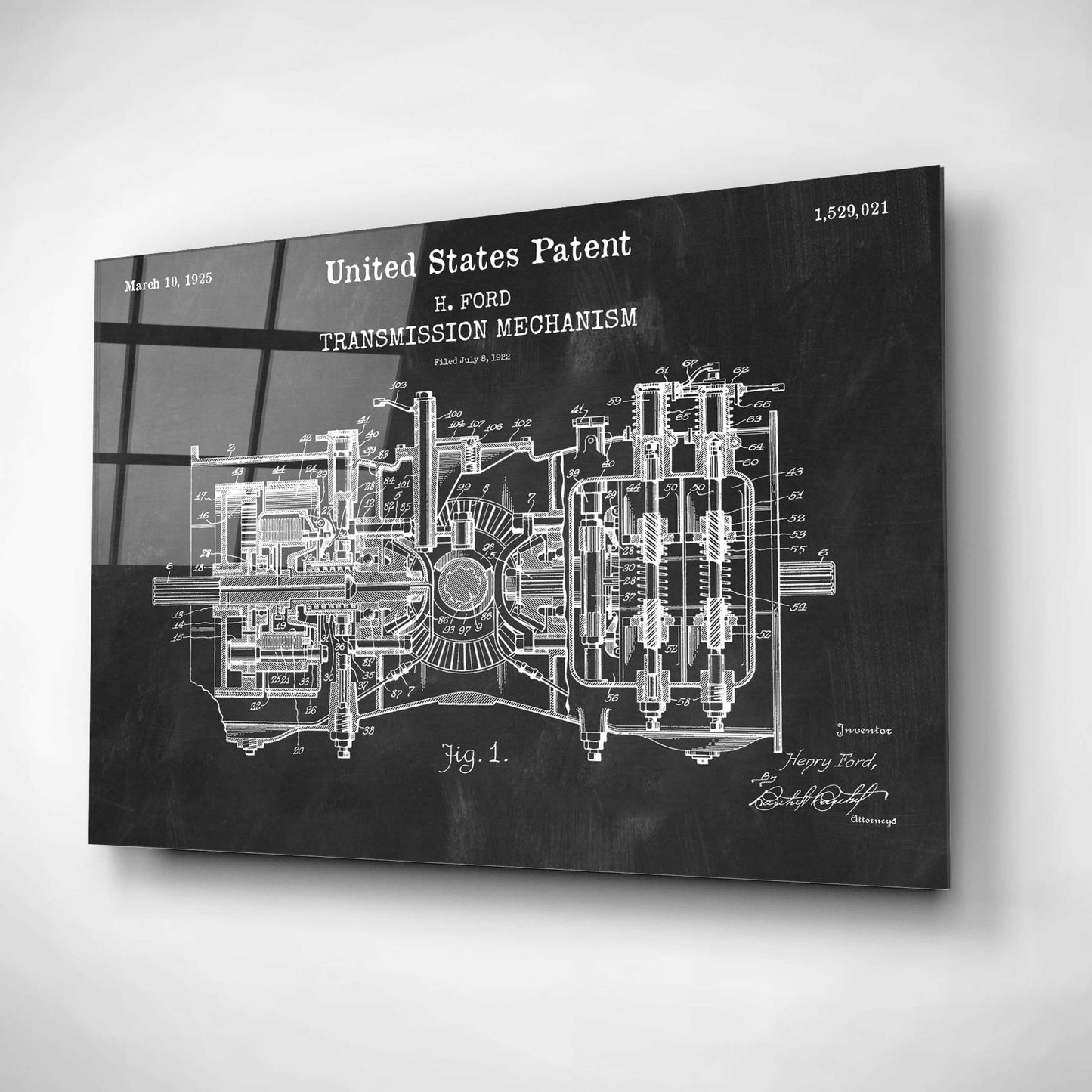 Epic Art 'Transmission Blueprint Patent Chalkboard,' Acrylic Glass Wall Art,16x12