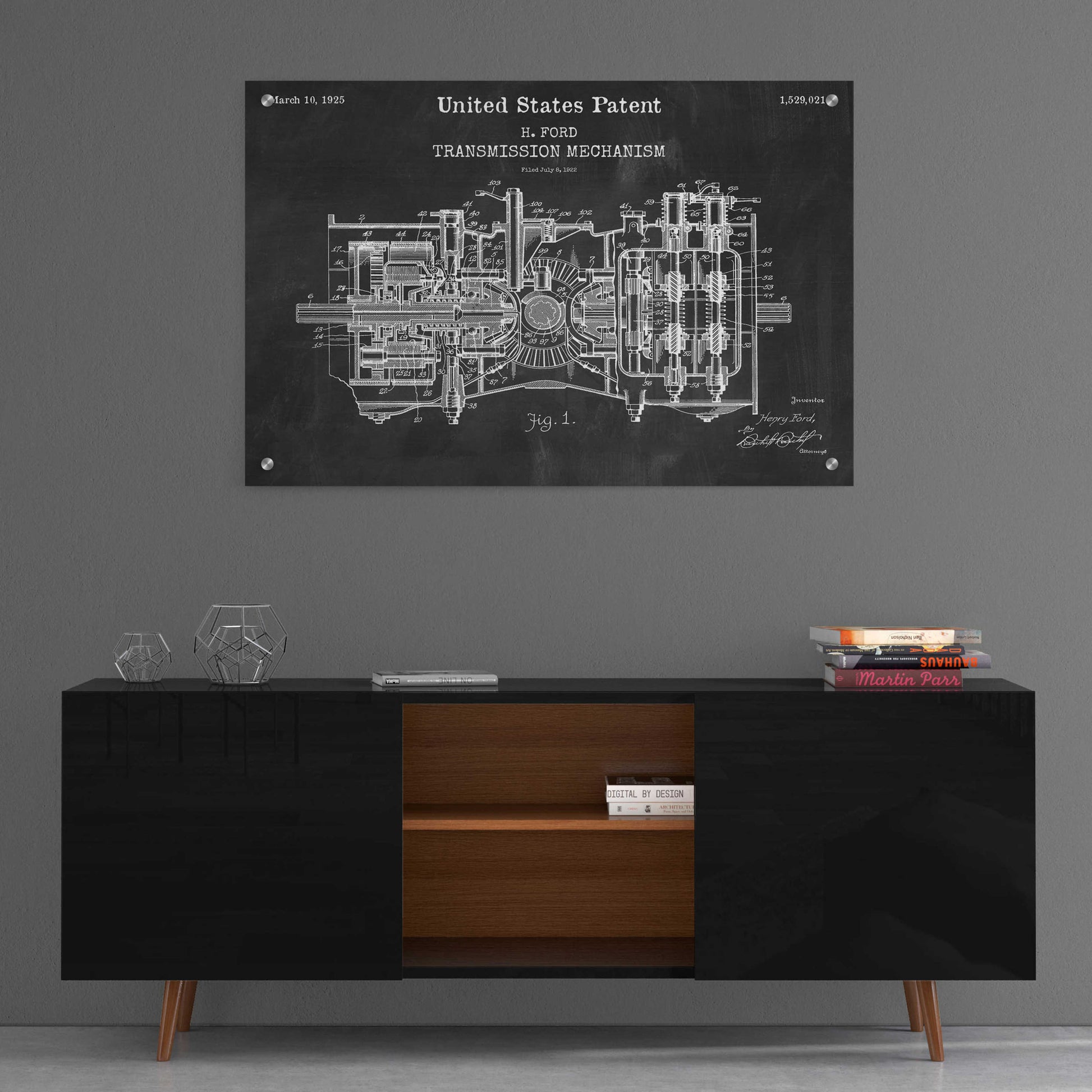 Epic Art 'Transmission Blueprint Patent Chalkboard,' Acrylic Glass Wall Art,36x24