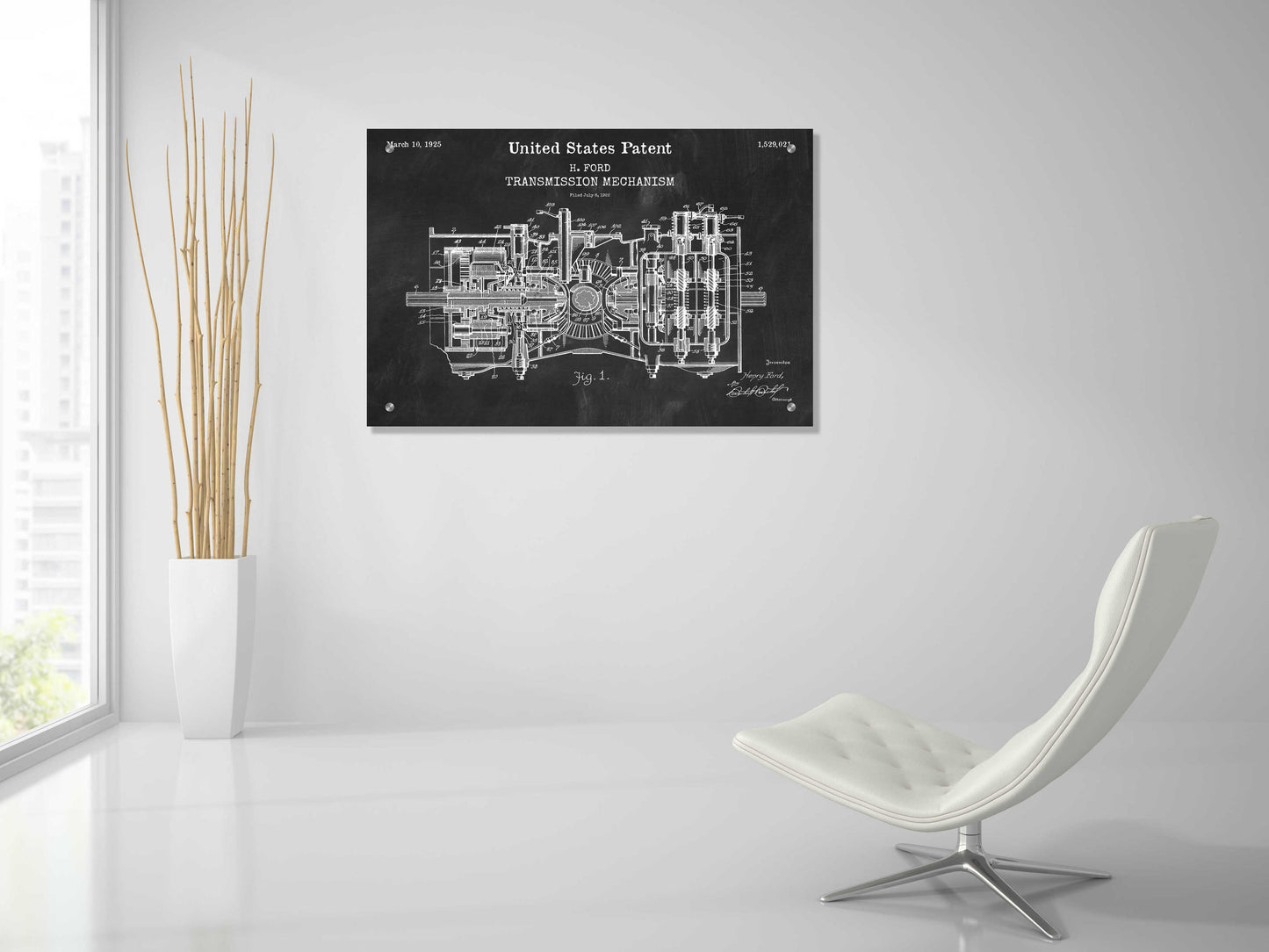 Epic Art 'Transmission Blueprint Patent Chalkboard,' Acrylic Glass Wall Art,36x24