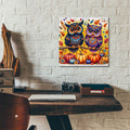 Two Owls Fall Theme 2 by Rey Klimt - 12x12 acrylic wall art in a room
