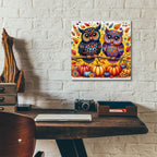 Two Owls Fall Theme 2 by Rey Klimt - 12x12 acrylic wall art in a room