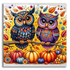 Two Owls Fall Theme 2 by Rey Klimt acrylic glass wall art