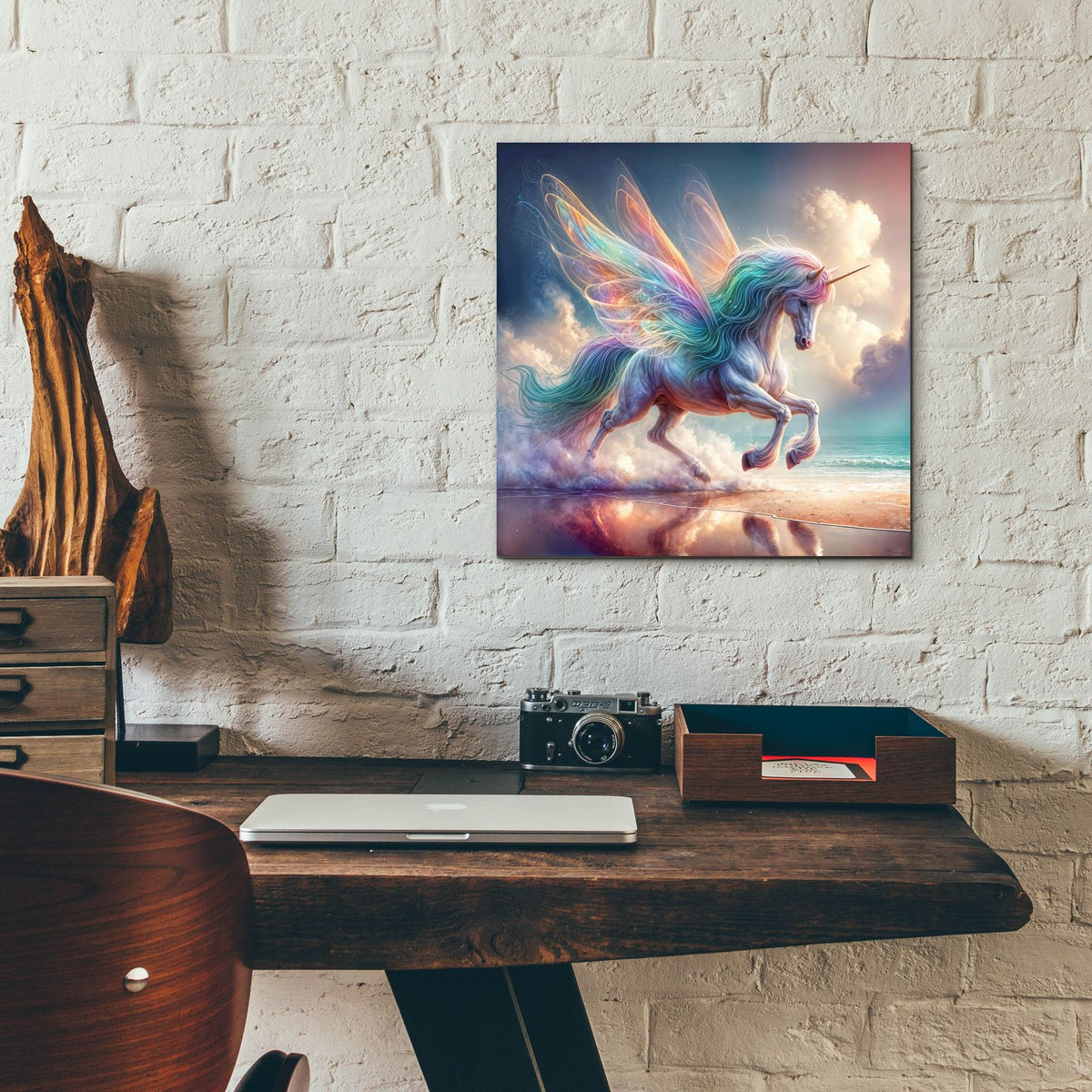 Unicorn At Beach by Rey Klimt - 12x12 acrylic wall art in a room