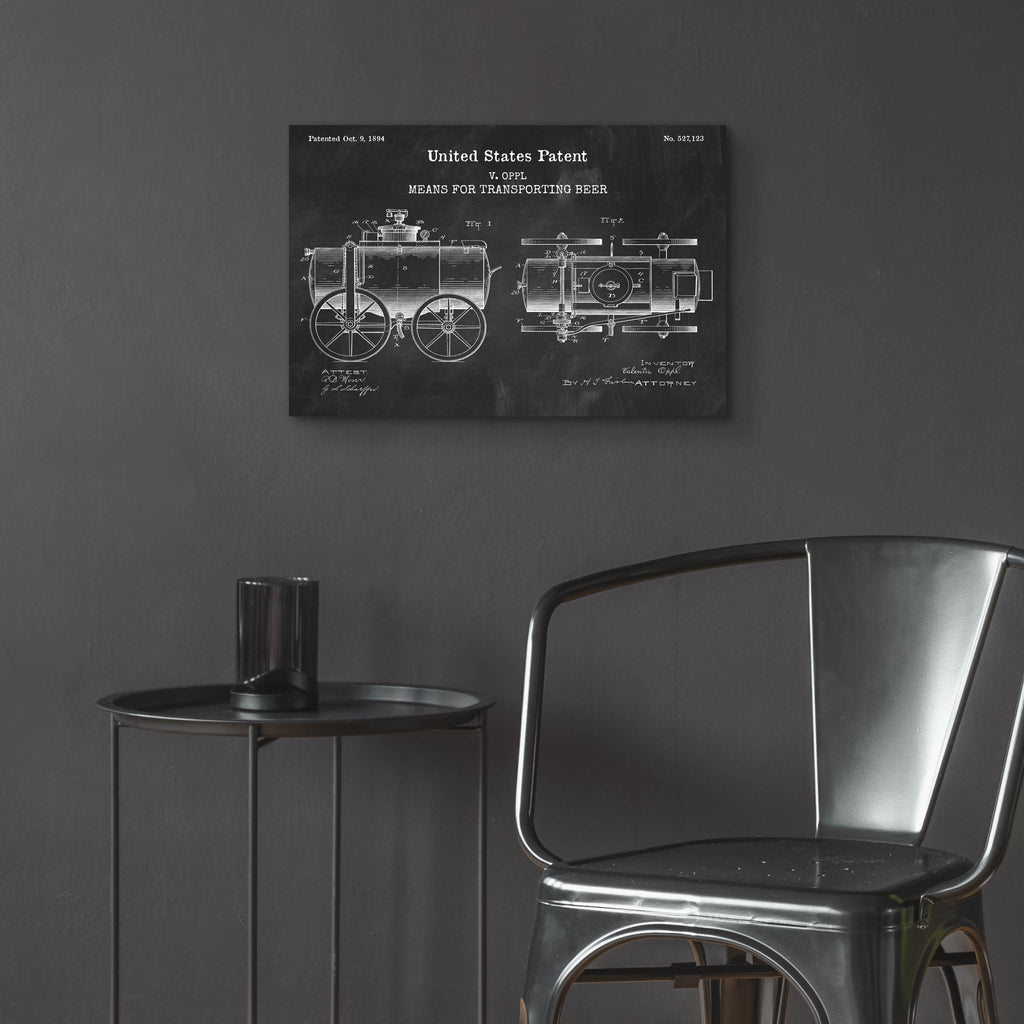 Epic Art 'transporting beer Blueprint Patent Chalkboard,' Acrylic Glass Wall Art,24x16