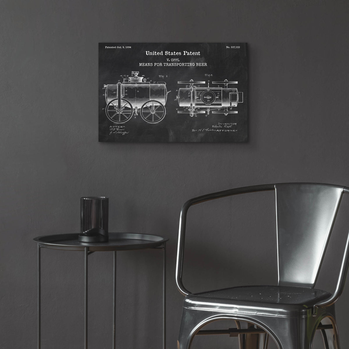 Epic Art 'transporting beer Blueprint Patent Chalkboard,' Acrylic Glass Wall Art,24x16