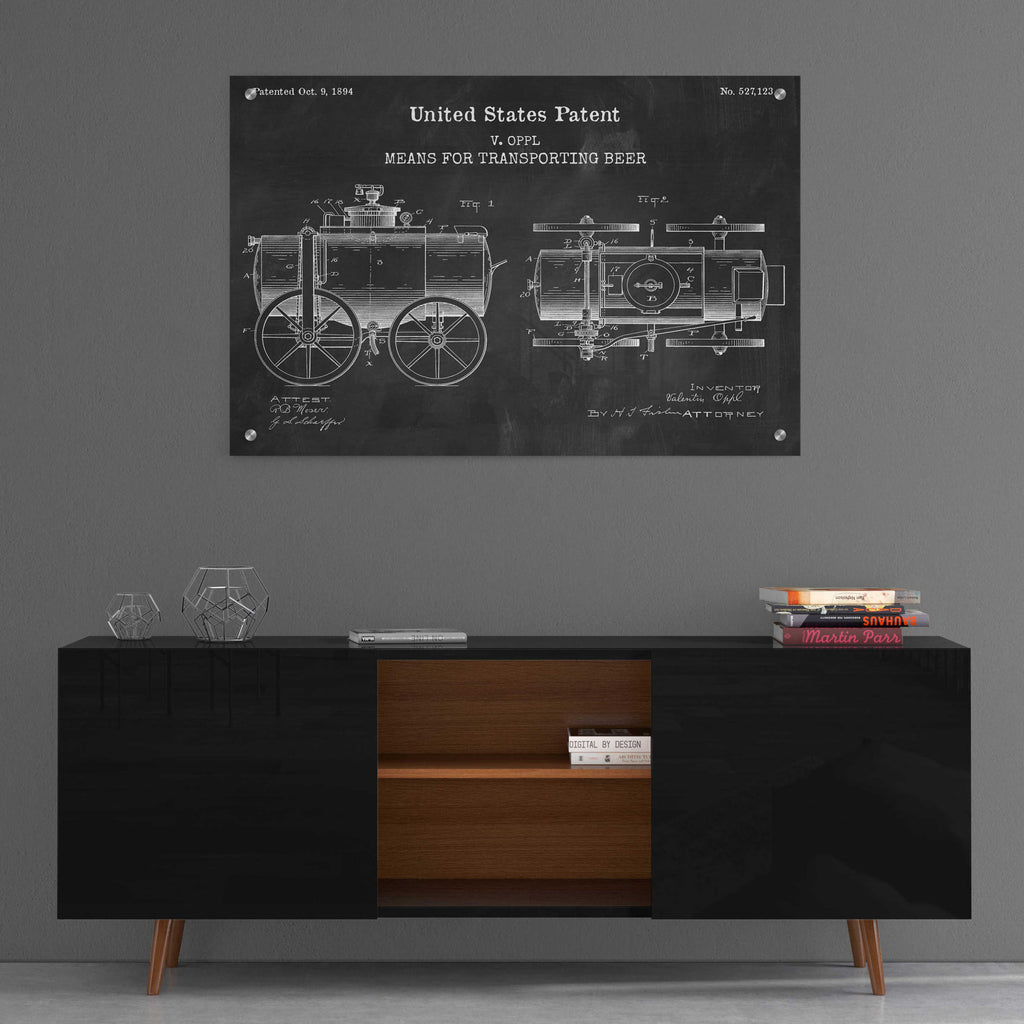 Epic Art 'transporting beer Blueprint Patent Chalkboard,' Acrylic Glass Wall Art,36x24