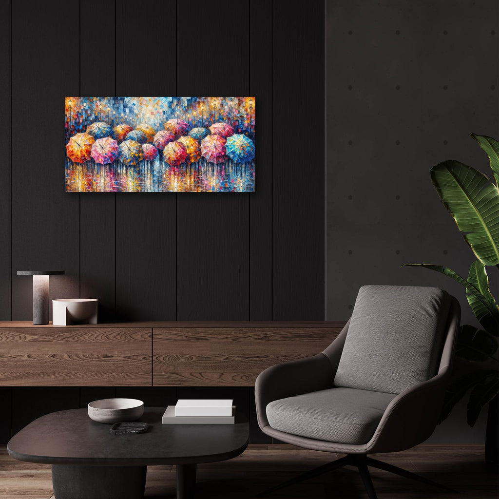 Vibrant Umbrellas 1 by Rey Klimt - 24x12 acrylic wall art in a room