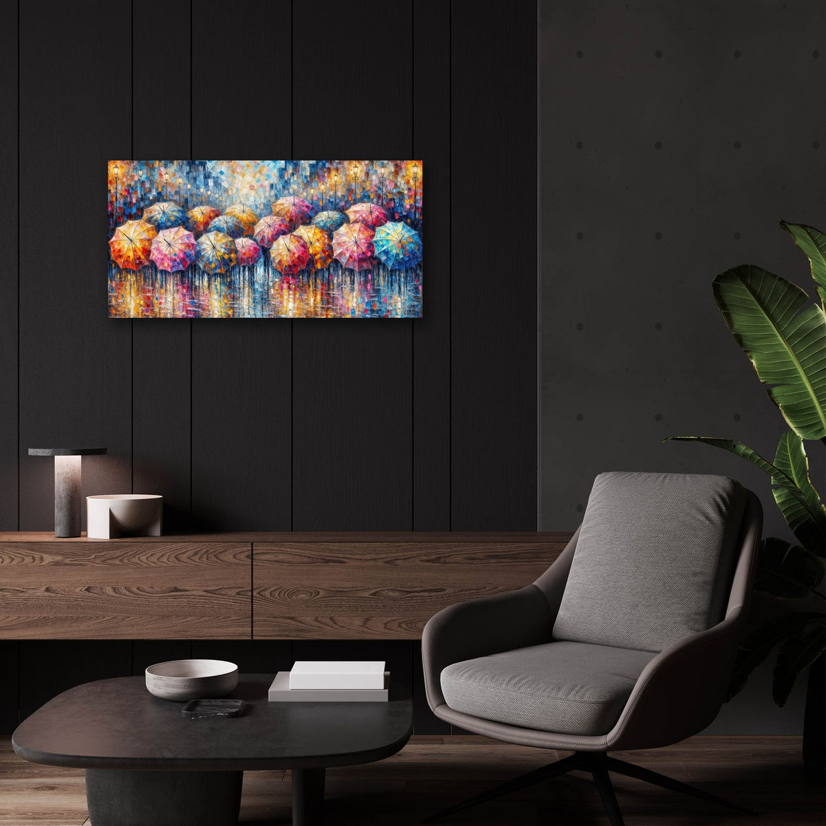 Vibrant Umbrellas 1 by Rey Klimt - 24x12 acrylic wall art in a room
